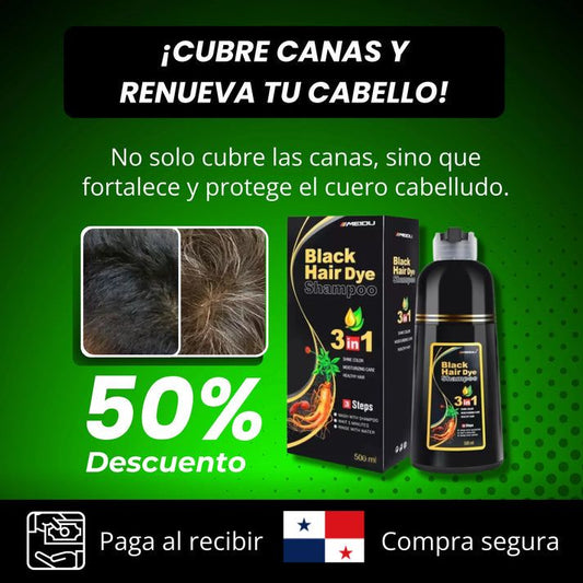 SHAMPOO TINTE NEGRO ANTICANAS NATURAL 3 EN 1 500 ML